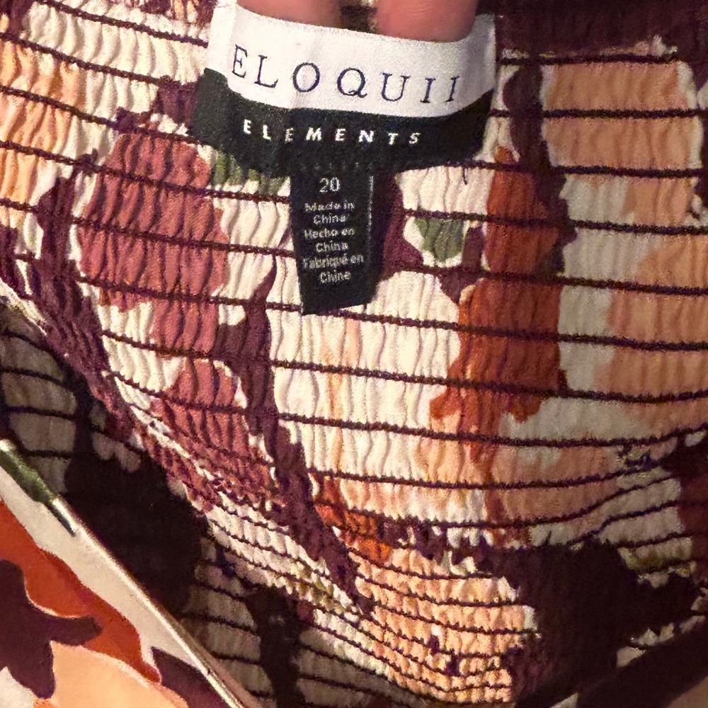 Elegance Eloquii Elements Floral Print Puff Sleeve Smocked Dress Plus Size 20 - Picture 4 of 7